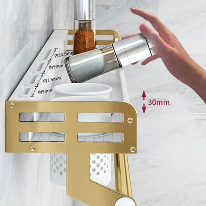 Kitchen Organizer Shelf Wall-mounted Spice Storage Rack Kitchen Knife Holder Wall Seasoning Chopstick Spoon Shovel Storage Sheif