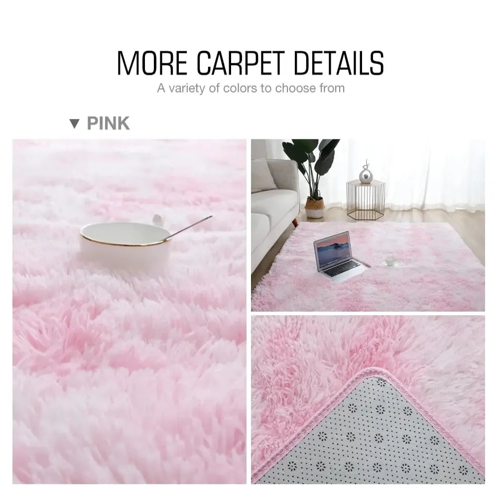 VIKAMA Long Pile Soft Carpet Living Room Bedroom Bedside Non Slip Skin Friendly Carpet Ins Nordic Style Home Decor Carpet