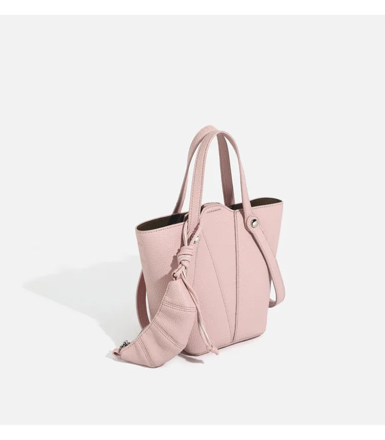 Designer PU Leather Bucket Bag Women Fashion Two-in-One Shoulder Crossbody Top Handle Convertible Purse High Quality