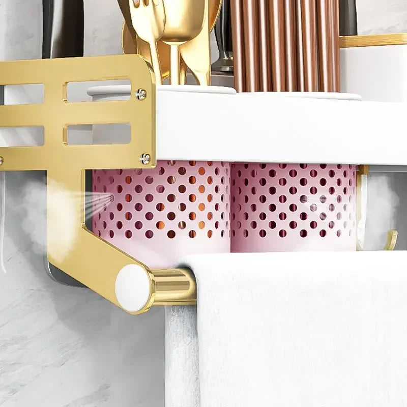 Kitchen Organizer Shelf Wall-mounted Spice Storage Rack Kitchen Knife Holder Wall Seasoning Chopstick Spoon Shovel Storage Sheif