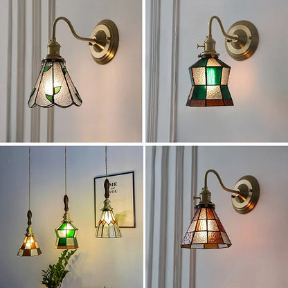 Bedroom headboard Tiffany living room background wall light light luxury Nordic American retro corridor corridor all copper wall