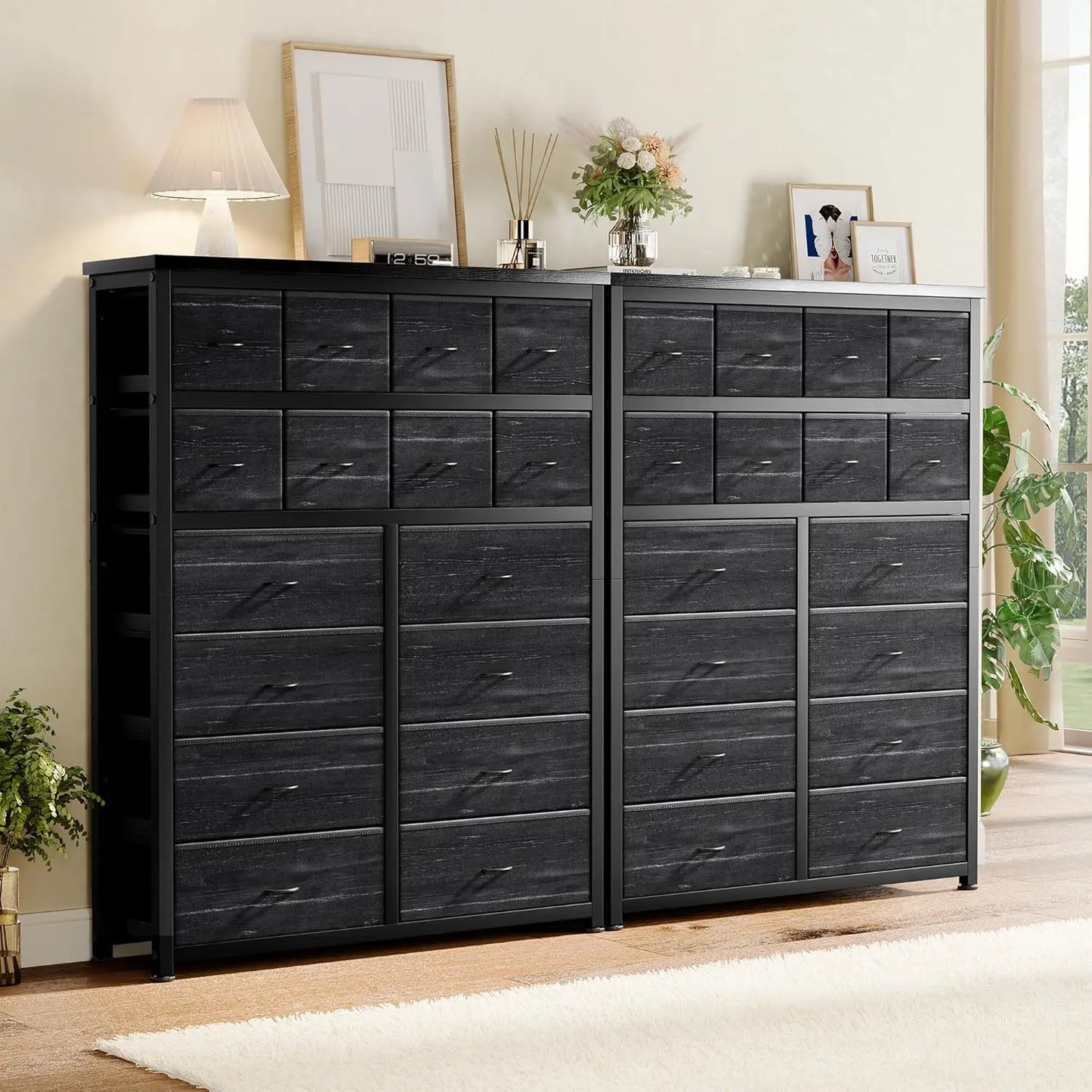 Dresser for Bedroom with 16 Drawer, Dressers & Chests of Drawers, Tall Dresser for Bedroom, Dresser Organizer with Fabric Bins