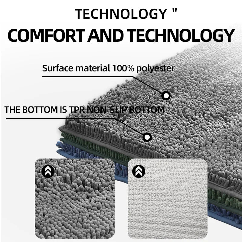 Bathroom mat chenille absorbent carpet bathroom bathtub room living room door bathroom absorbent pad