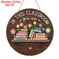 2D Retro Wooden Disc Cartoon Book Flower Design Signboard School Classroom Library After-school Class Door Hanging Decor Gift