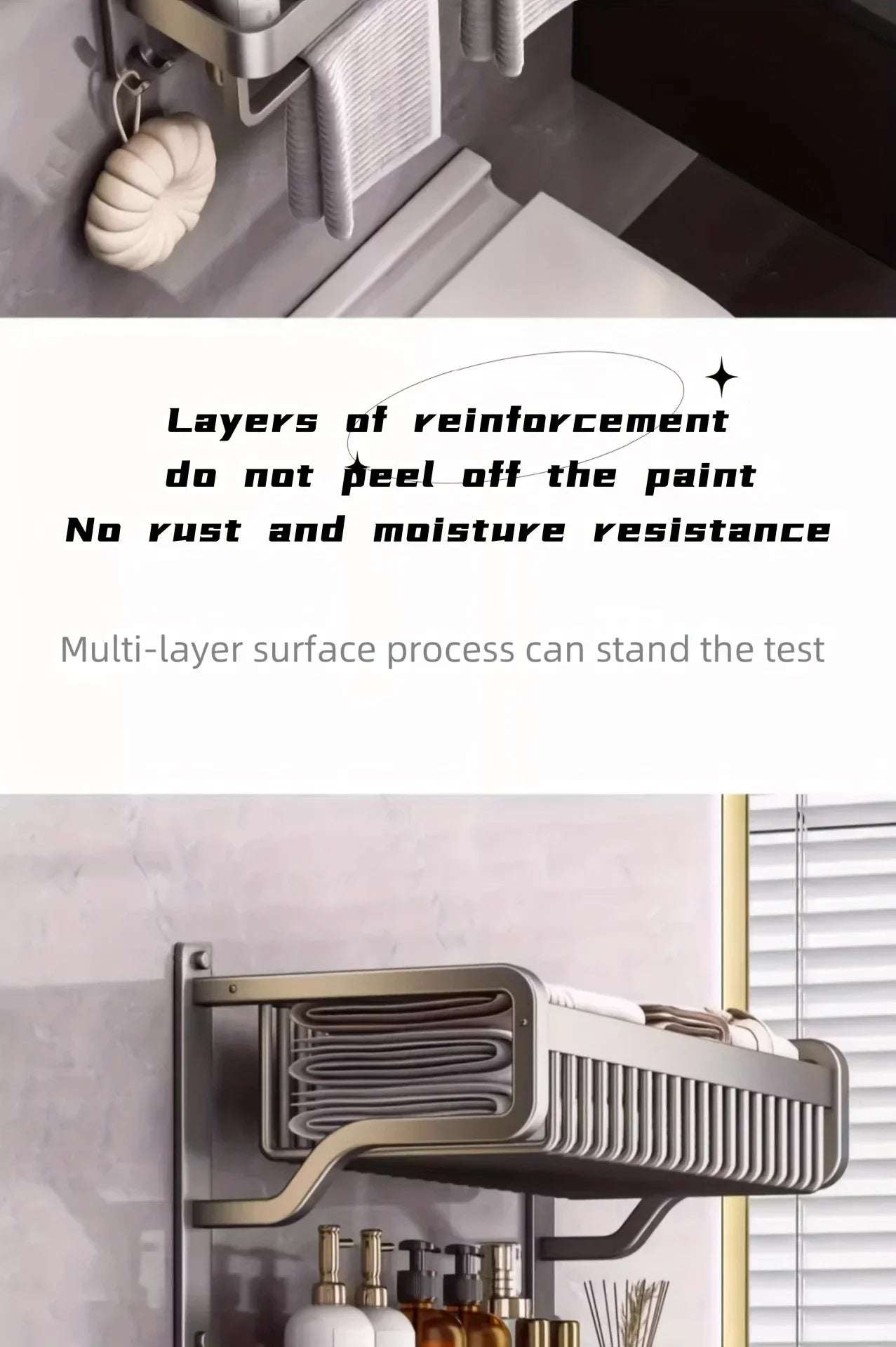 Bathroom Space Storage Towel Items Storage Rack Shampoo Bottle Mouthwash Cup Triple Shelf Wall Hooks Bathroom Accessories