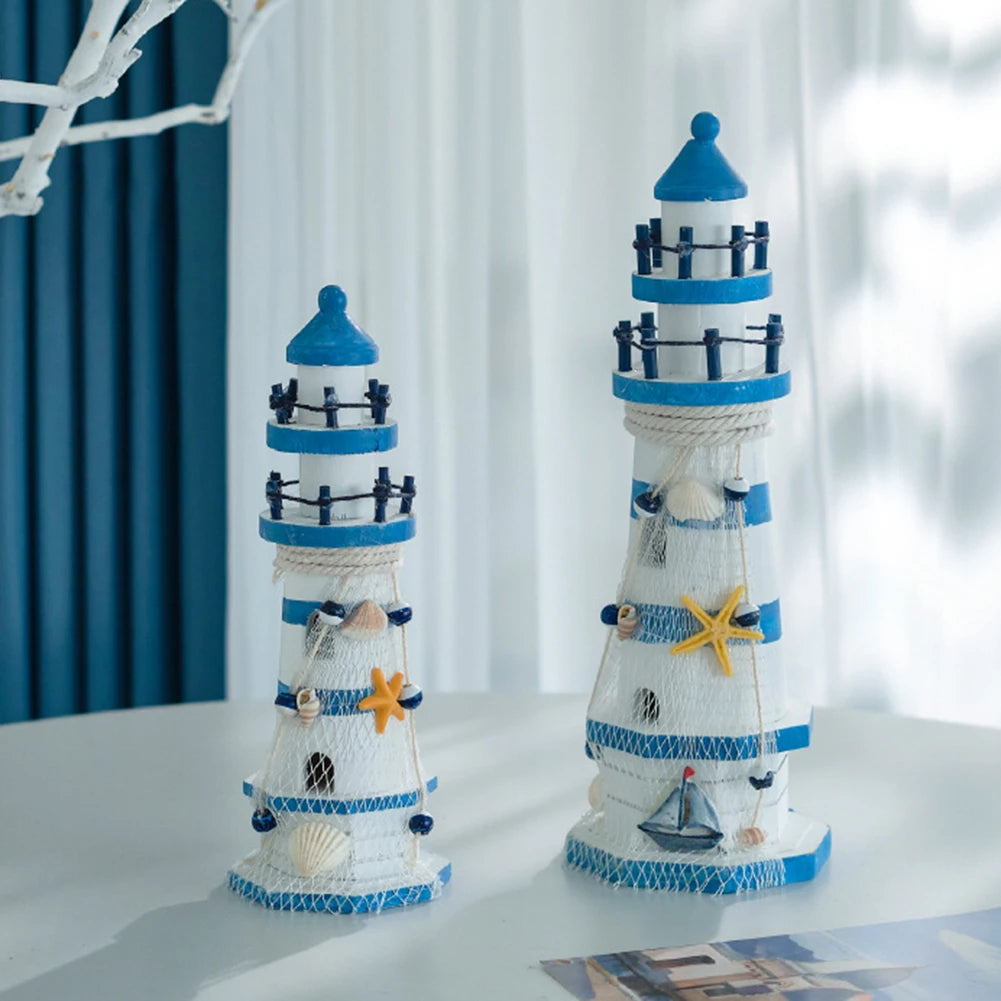 Mediterranean Wooden Lighthouse Sea Decorations Home Decoration Creative Marine Style Decor Gifts For Kids Living Room Ornament