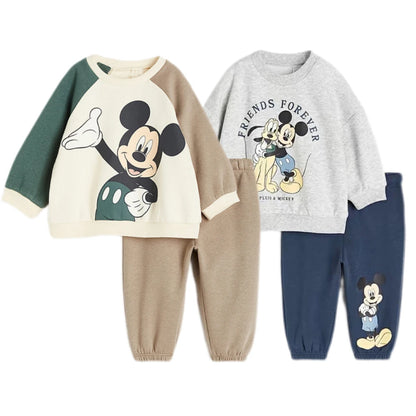 Autumn New Child Costume Mickey Hoodies +Pants 2Piece Set Fashion Casual Outfits Kids Crewneck Tops Pants Long Sleeve Outfits