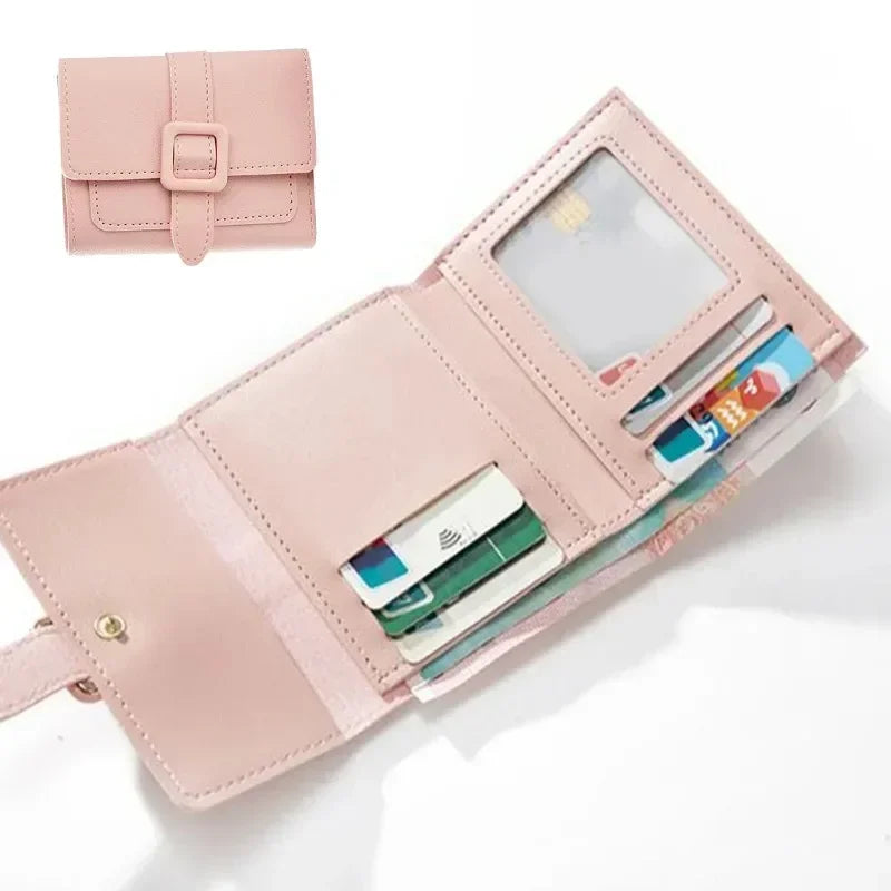 Candy Color Small Wallets PU Leather Coin Pures Ladies Card Holder Standard Short Purses for Women Solid Purses Practical