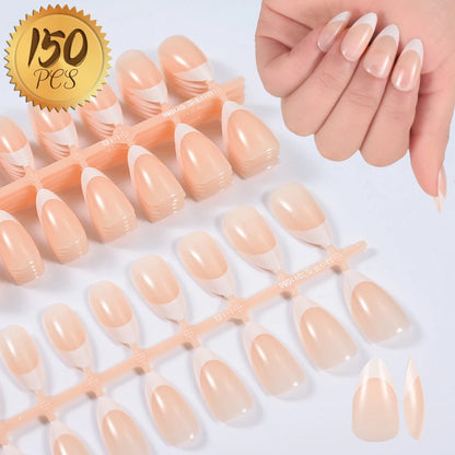 360/150pcs/box Nude Pink Almond French False Nails White Tip Design Short Wearing Fake Nails Women Nails Press On Nails Manicure