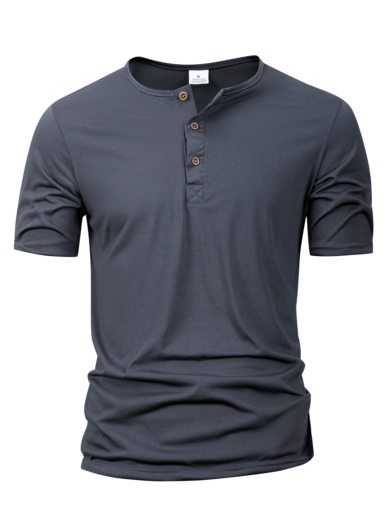 Summer Men Henley Collar T-shirts Button Slim Casual Male Solid Color Short Sleeve Men Sports T-shirt Polo shirt Tops