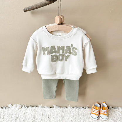 2025 Baby Boy Clothes MAMA'S BOY Sets Fall Baby Girl Infant Outfit Sweatshirt Top Pants 2Pcs Long Sleeve Winter Warm Infant Suit