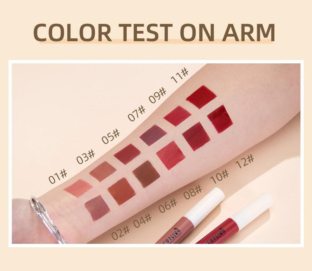 QIBEST 24 Colors Liquid Lipstick Ultra Matte Velvet Long Lasting Women Beauty Red Nonstick Cup Waterproof Lip Gloss Nude Makeup