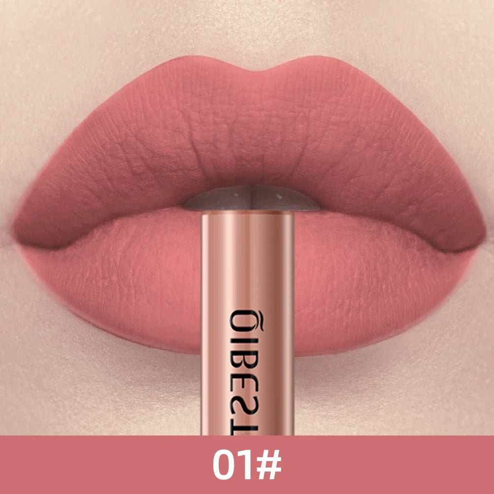 QIBEST 24 Colors Liquid Lipstick Ultra Matte Velvet Long Lasting Women Beauty Red Nonstick Cup Waterproof Lip Gloss Nude Makeup
