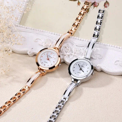 Women Luxury Rose Gold Silver Bracelet Wristwatch Ladies Alloy Simple Casual Quartz Watch Clock Watch for Women Watches Ladies
