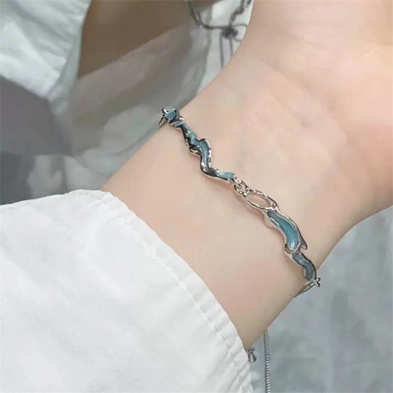 Silver Color Zircon Bracelet For Women Girls Shiny Crystal Bracelets Moon Cherry Butterfly Pendant Bangles Wristband Jewelry