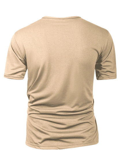 Summer Men Henley Collar T-shirts Button Slim Casual Male Solid Color Short Sleeve Men Sports T-shirt Polo shirt Tops