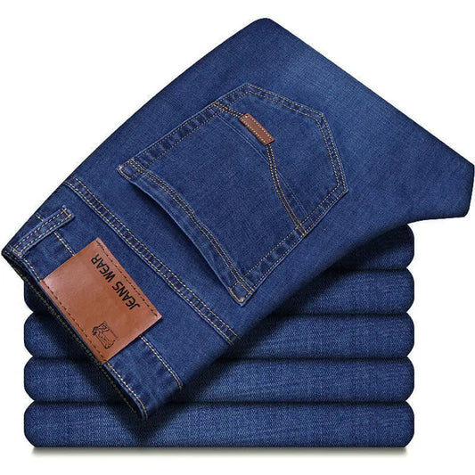 2025 Men NEW Men's Fashion Business Jeans Classic Style Casual Stretch Slim Jean Pants Male Brand Denim Trousers Black Blue Mens