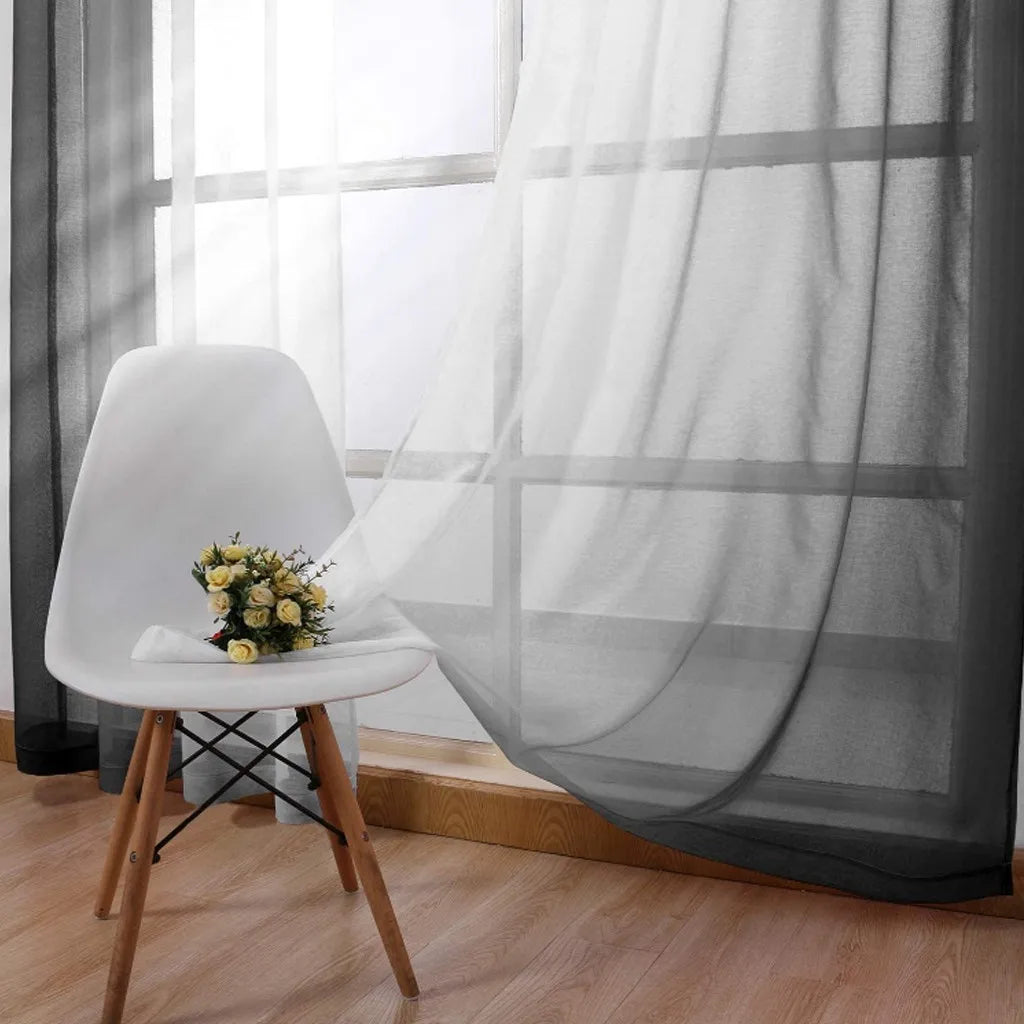 Blackout Curtains for Bedroom Faux Grommet Light Filtering Semi Sheer Gradient Window Curtain for Living Room Heat Blocking